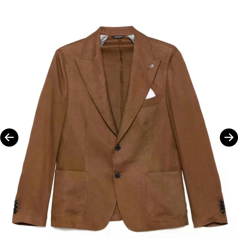 Daniele Alessandrini Brown Linen Two-Button Sport Coat